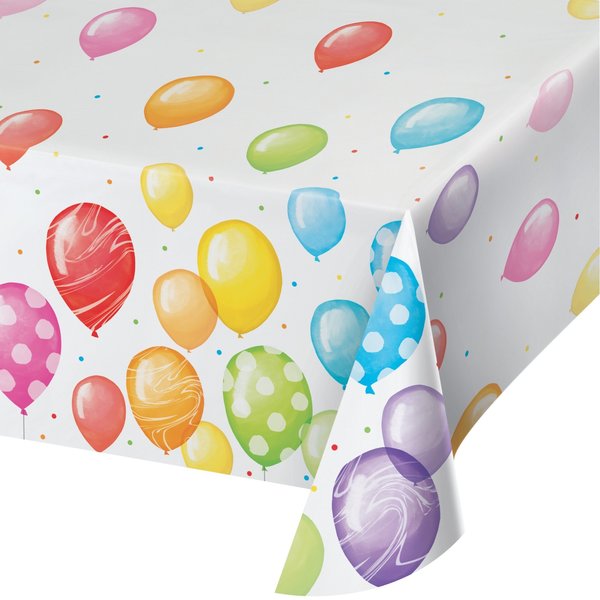 Creative Converting Balloon Bash Paper Tablecloth, 102"x54", 6PK 357586